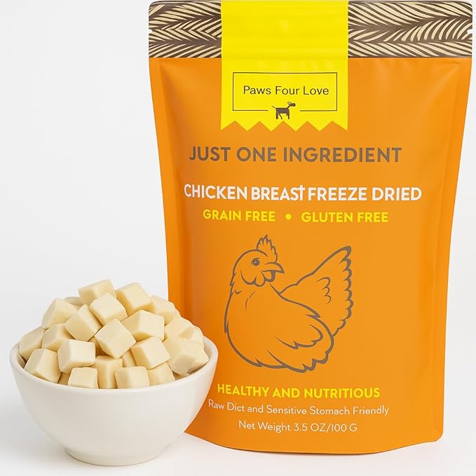 Organic Freeze-Dried Chicken Treats — 100% Single-Ingredient Chicken Breast — Grain-Free, Gluten-Free, High Protein Skin & Coat Support — Made in USA (Pack of 3)