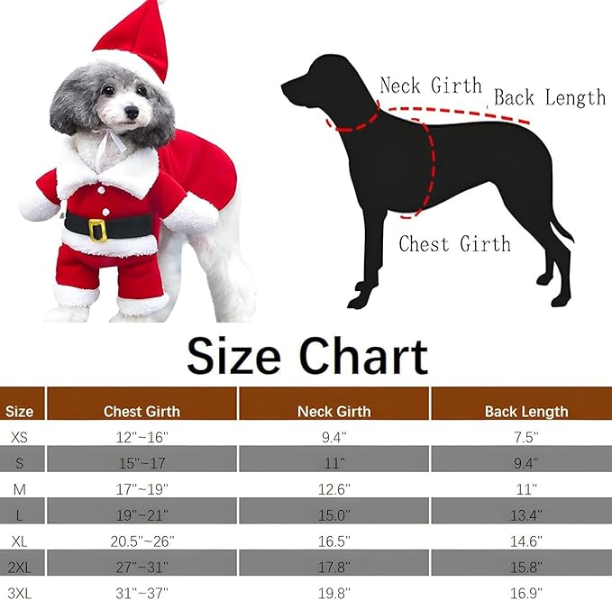 NACOCO Pet Christmas Costumes Dog Suit with Cap Santa Claus Suit Dog Hoodies Cat Xmas Costumes (Red, L)