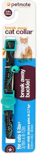 Petmate Cat Swirls Collar, Teal, 8-12"