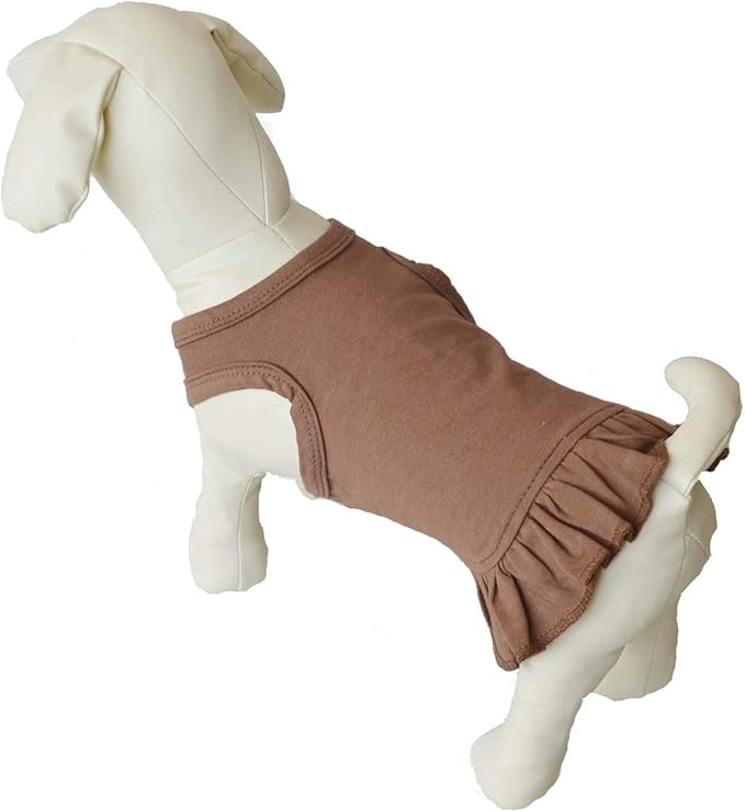 Pet Clothes Small Dog Clothing Blank Color Sport Dress T-Shirts Tee Dresses Tanks Top for Small Size Female Dogs Summer Spring Pet Costumes 100% Cotton (XL, Coffee)