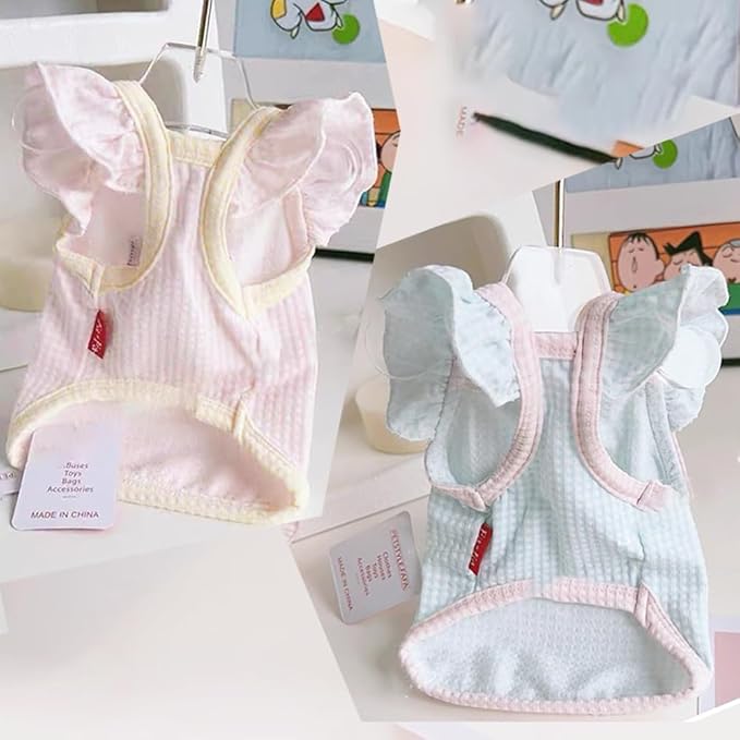 2 Packs Summer Dog Clothes for Small Dogs Girl Breathable Puppy Outfit Cute Cat Shirt for Cat only Spring Pet Tee Shirts Doggies Vest Sweatshirt for Chihuahua Poodle Yorkshire (Pi nk Blue, X-Large)