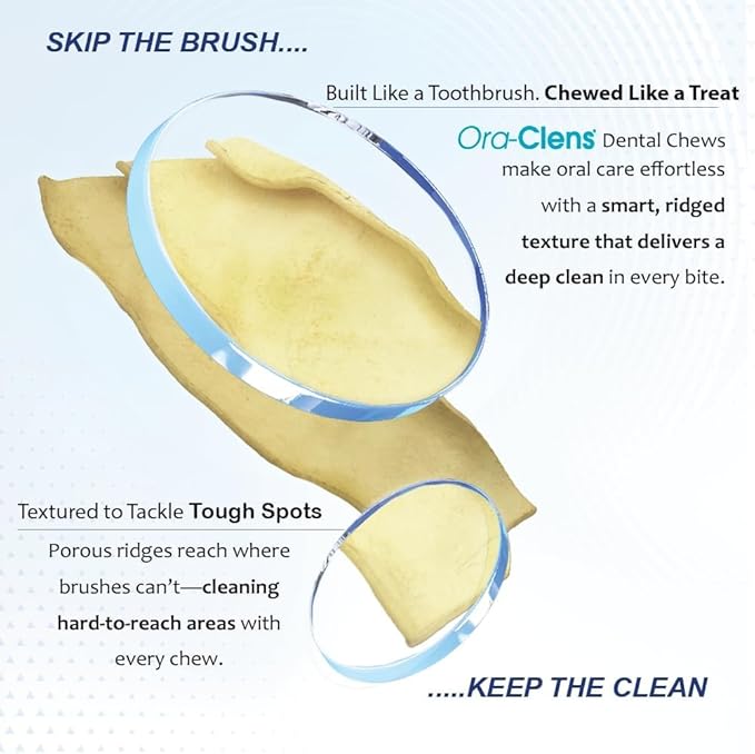 Oral Hygiene Chews for Medium Dogs – Enzymatic Dental Treats for Daily Oral Care, Helps Clean Teeth & Freshen Breath, Supports Plaque & Tartar Control – 30 Chews (3 Pack)