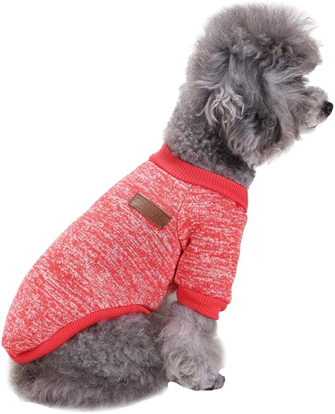 Jecikelon Dog Clothes Dogs Sweater Soft Puppies Clothing Winter Puppy Sweaters Warm Outfit for Dogs Small XXS XS Cat Apparel (Red, XL)