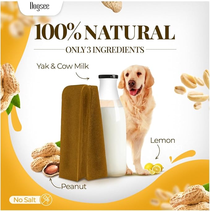 Dogsee Himalayan Yak Chews with Peanut Butter (Monster- 3 Chews) | Support Muscle Growth in Dogs | Fight Plaque & Tartar | Dog Treats Healthy | Dog Chews for Teeth Cleaning