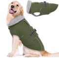 Lelepet Warm Dog Coat Waterproof Dog Jacket for Extra Large Dogs Reflective Fleece Vest with Adjustable Buckle Hook & Loop Windproof Cold Weather Coats for Small Medium Large Dogs, Army Green, XXXL
