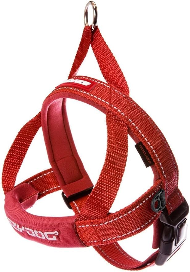 EzyDog Quick Fit Dog Harness – No Pull Harness for Training, Everyday Walking, and Easy Control - Adjustable Fit, Reflective, and Padded (Medium, Red)