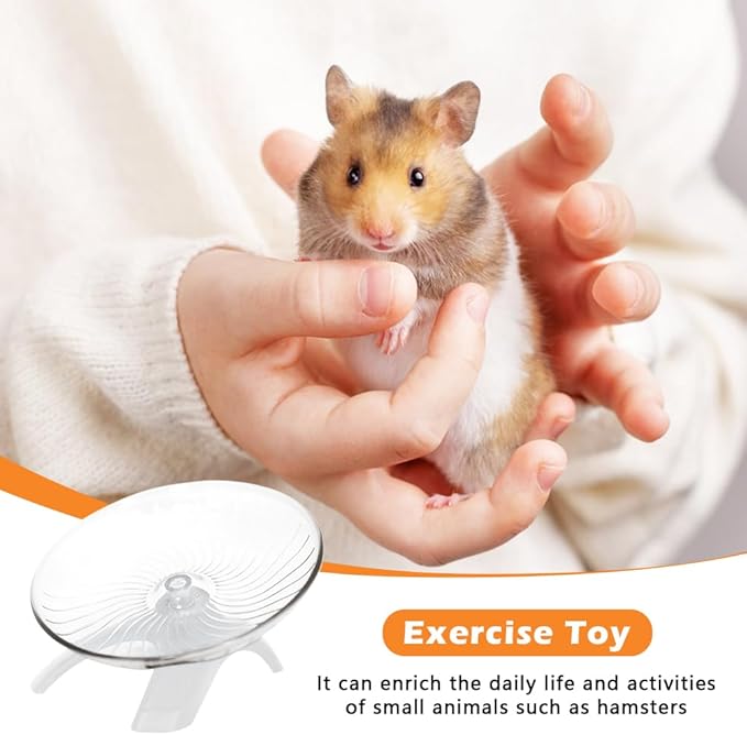 Hamster Wheel, Hamster Flying Saucer Silent Running Exercise Wheel for Hamsters, Hermit Crab, Mice, Gerbil Small Cage(Color:White)