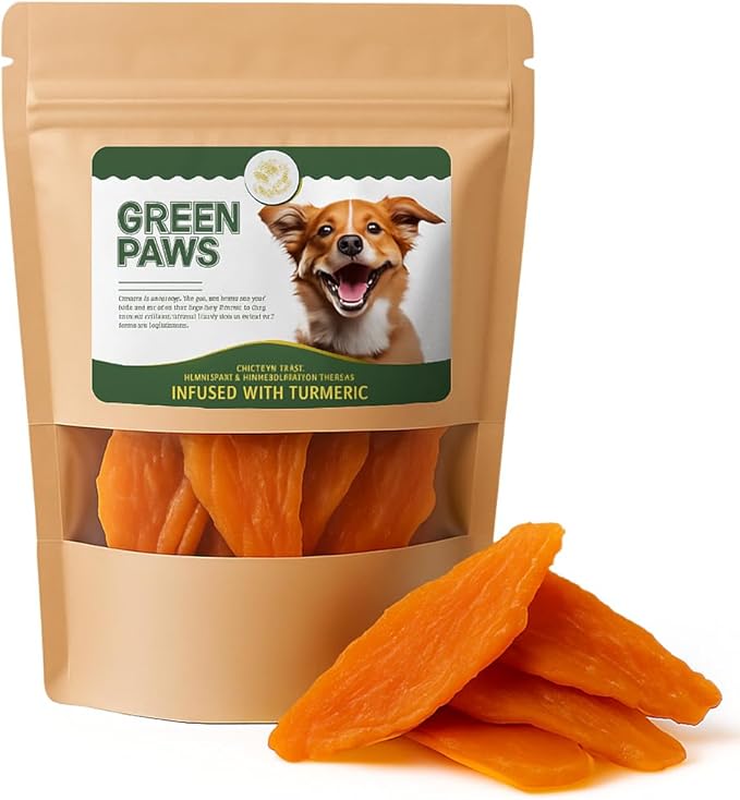 Chicken Jerky Dog Treat -Turmeric Infused Natural Chicken Strips, Single Ingredient Healthy Dog Treats, USA Made Gently Dried High Protein Snacks With No Artificial Additives (10 Oz - 283g)