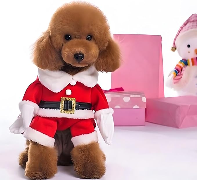NACOCO Pet Christmas Costumes Dog Suit with Cap Santa Claus Suit Dog Hoodies Cat Xmas Costumes (Red, S)