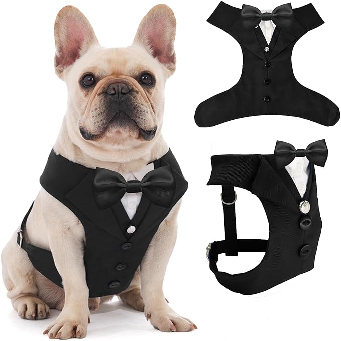 AVERYDAY Dog Tuxedo for Wedding Outfit, Dog Suit and Tie Costumes for Birthday, Halloween, Cosplay, Christmas Party, Pet Formal Wear with Bowtie, Tux for Medium Large Dogs, Bulldog, Labrador, Husky