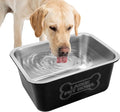 3 Gallons Large Dog Water Bowl, Stainless Steel Metal Dog Bowls, Large Capacity Pet Food Bowl Water Dish for Indoor and Outdoor Universal for Medium to Giant Dogs Black