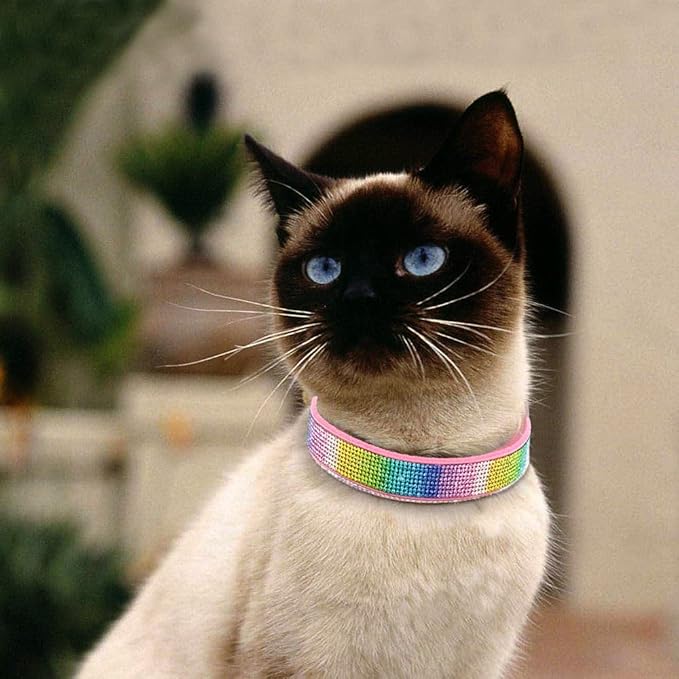 Cute Dazzling Sparkling Elegant Fancy Soft Suede Leather Bling Rhinestone Crystal Jeweled Pet Cat Dog Puppy Collar Dog Leash Combo Set (XXS, Pink-3), XX-Small