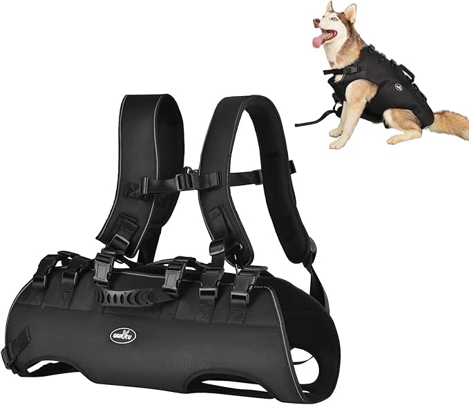 wakytu Dog Backpack Carrier for Medium Dogs Emergency Backpack, Old, Disabled, Joint Injuries, Arthritis, Rehabilitation Carrier Nail Trimming, Senior Dogs Up and Down Stairs, Cars(66-88LBS)