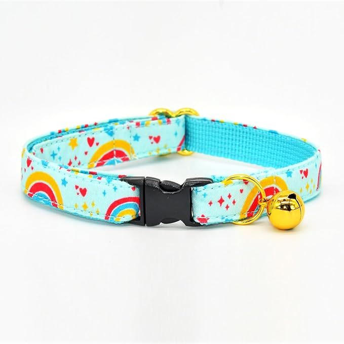 RainbowCat Collar Bow Set, Wedding/Birthday Breakaway Collar Bowtie for Kitten/Cat