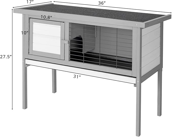 Outvita Rabbit Hutch, 36" Single Deck Waterproof Wooden Chicken Coop Wire Hen Quail House Indoor Outdoor Use,Bunny Cage Small Pet Animal Poultry Cage (Gray)