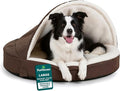 Furhaven 35" Round Memory Foam Dog Bed for Large/Medium Dogs w/ Removable Washable Cover, For Dogs Up to 50 lbs - Sherpa & Suede Snuggery - Espresso, 35-inch