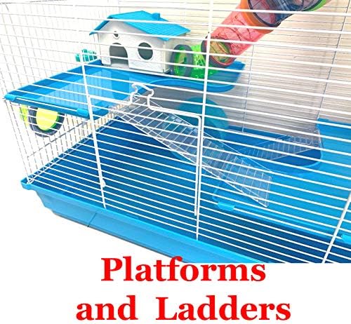 Large 3-Levels Dwarf Hamster Expandable and Customizable Habitat House Cage for Rodent Gerbil Mouse Mice Rat with Crossover Tube Tunnel