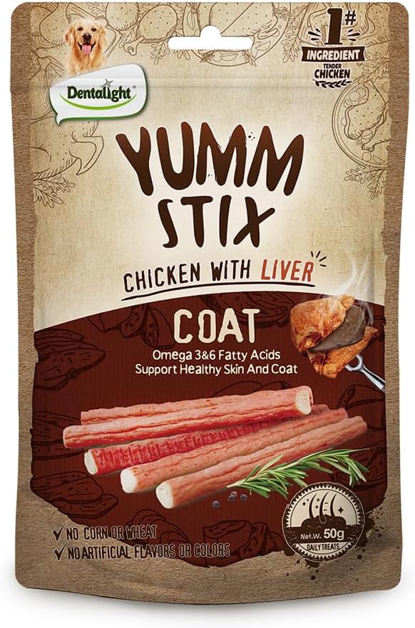 Dog Soft Chewy Treats Yumm Stick, Chicken with Beef/Lamb/Liver/Cheese, High Protein, Energy Support, DHA & Omega 3 & 6