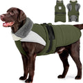 MIGOHI Snowproof Dog Coat - Thick Fleece Dog Jacket with Adjustable Collar, Keep Warm Winter Coat for Medium Dogs Cold Weather Walking Playing,Australian Shepherd,XL,ArmyGreen