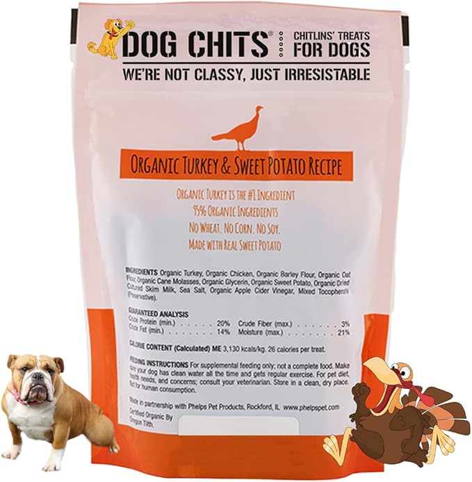 Dog Chits Turkey and Sweet Potato Soft Chew for Dogs - Dog and Puppy Chews | Made in USA | Organic Turkey | All-Natural Treats | Large & Small Breeds | Organic Sweet Potato | 4 oz.