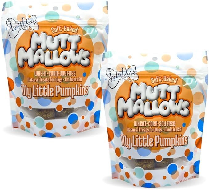 The Lazy Dog Cookie Co. Soft Dog Treats, Mutt Mallows My Little Pumpkin, for Small, Medium and Large Dogs, Wheat-Free, Baked in The USA, 5 oz. (Pack of 2) Pumpkin