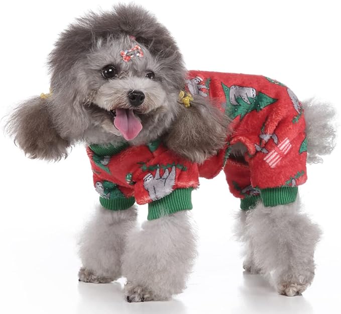 XIAOYU Christmas Dog Pajamas Soft Warm Pet Clothes Cat Apparel Winter Holiday Costumes for Small Dog Cat, Sloth, XL