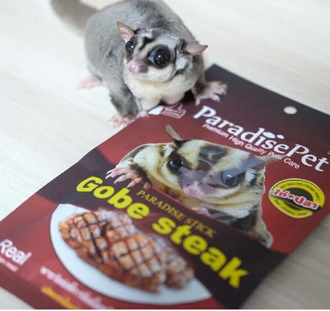 Polar Bear's Pet Shop 2 PCS. Premium Gobe Kobe Steak Flavor Sugar Glider Hamster Squirrel Chinchillas Small Animals Sandwich Snacks and Food Stick Gobe Steak Flavor (50g.)