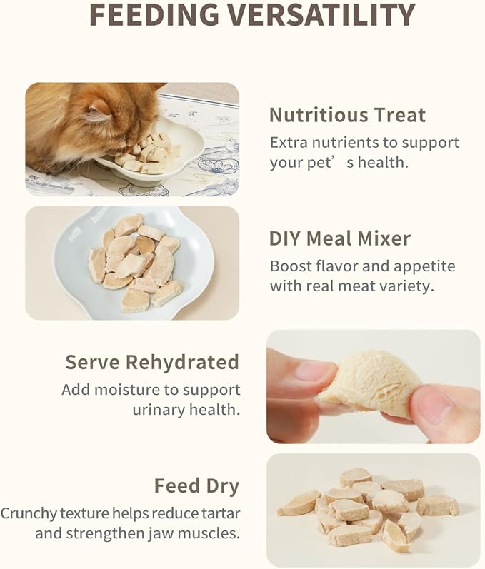 Freeze-Dried Rabbit Tenderloin Treat for Small Dog & Cat, Health Natural Single Ingredient Cats Dogs Dry Food, Whole Cut Pet Raw Treats for Sensitive Stomachs Care (2.5 oz)