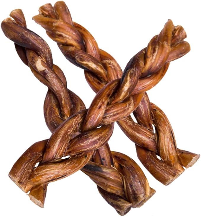 Hotspot Pets Braided Bully Sticks for Dogs - 6 Inch Dog Bones (5 Pack) All Natural Long Lasting Twisted Beef Dog Chews - Promote Natural Dental Health, Low Fat, Fully Digestible Rawhide Alternative