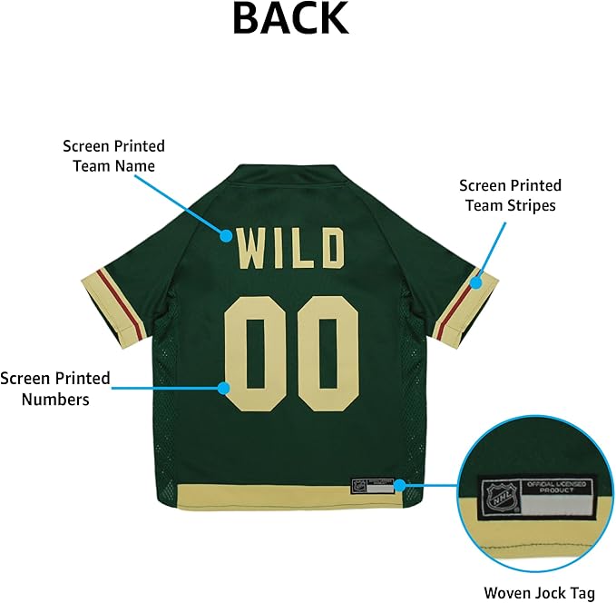 Pets First NHL Minnesota Wild Jersey for Dogs & Cats, X-Large. - Let Your Pet Be A Real NHL Fan!