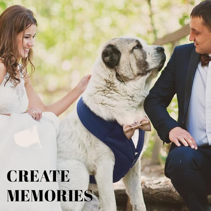 AVERYDAY Dog Tuxedo For Wedding Outfit, Aesthetic Dog Suit and Tie for Birthday, Halloween, Cosplay, Christmas Party, Formal Wear Dog Costumes with Bowtie, Dog Tuxedo for Small Dogs to Large Dogs Male