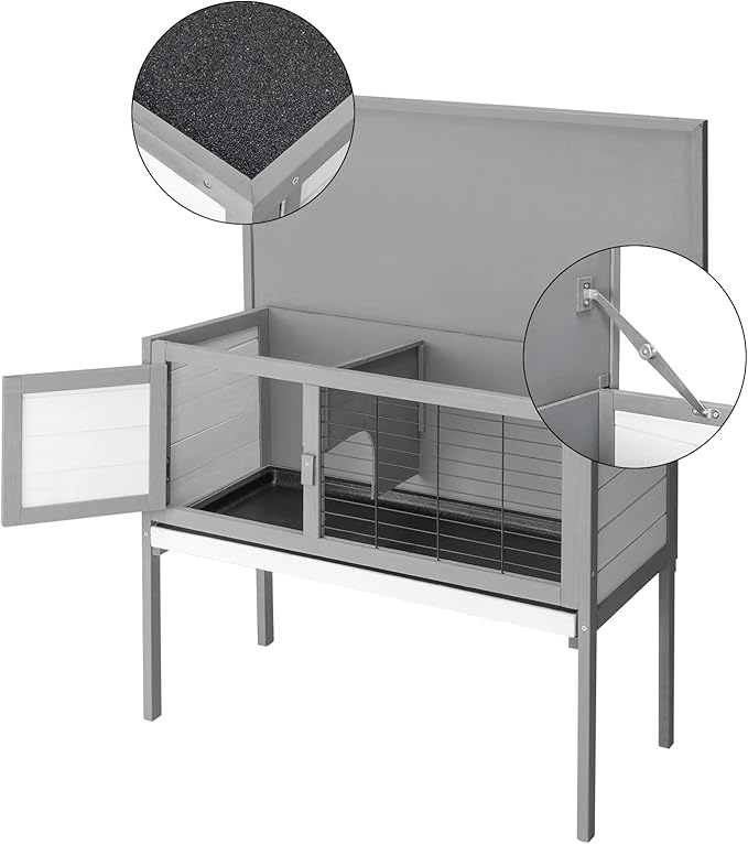 Outvita Rabbit Hutch, 36" Single Deck Waterproof Wooden Chicken Coop Wire Hen Quail House Indoor Outdoor Use,Bunny Cage Small Pet Animal Poultry Cage (Gray)