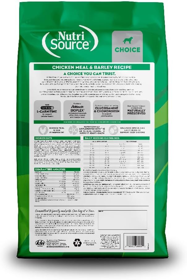 NutriSource Choice Dry Dog Food, Chicken Meal & Barley Recipe, 40 lb.