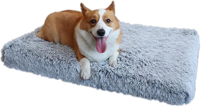 huraty Orthopedic Dog Bed Mattress Egg Crate Memory Foam Pet Bed Pad Small Medium Dogs Cats Bed Cushion with Romovable Cover, Grey, M