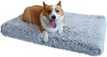 huraty Extra Large Dog Bed Mat Memory Foam Soft Pet Bed Cushion Faux Fur Calming Bed for Large Dogs Waterproof Non-Slip Backing, Grey, XXL