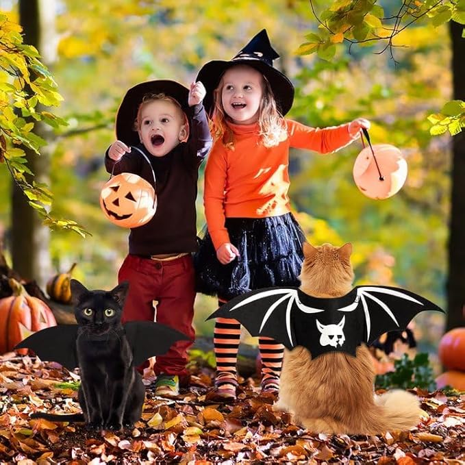 Cat Bat Wings Cat Bat Costume Cats Halloween Costumes Cute Bats Wings for Cats Kitten Halloween Costume Kitten Bats Wing Pet Halloweens Dress Up Accessories,White S