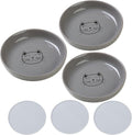 Lusifaco Shallow Cat Food Bowls, 5.9 Inch Wide Ceramic Cat Dish for Indoor Cat,Anti Whisker Fatigue Cat Dishes Set, Kitten Plates for Food and Water,Non-Slip Silicone Mat,3 Pack(Grey)