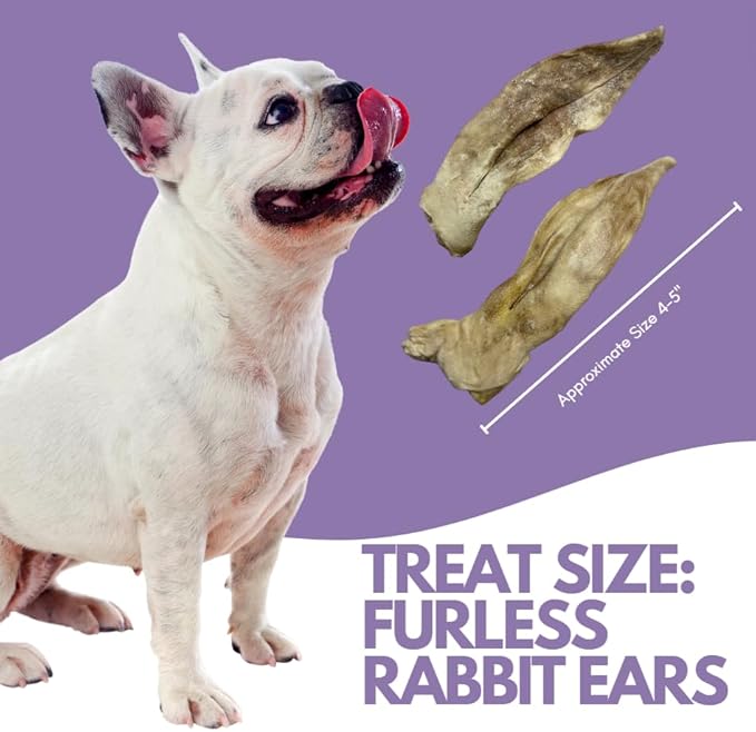 Freeze Dried Rabbit Ears Dog Treats - Furless Rabbit Ears for Dogs & Cats - Healthy Dog Treats - High Value - Single Ingredient- Crunchy