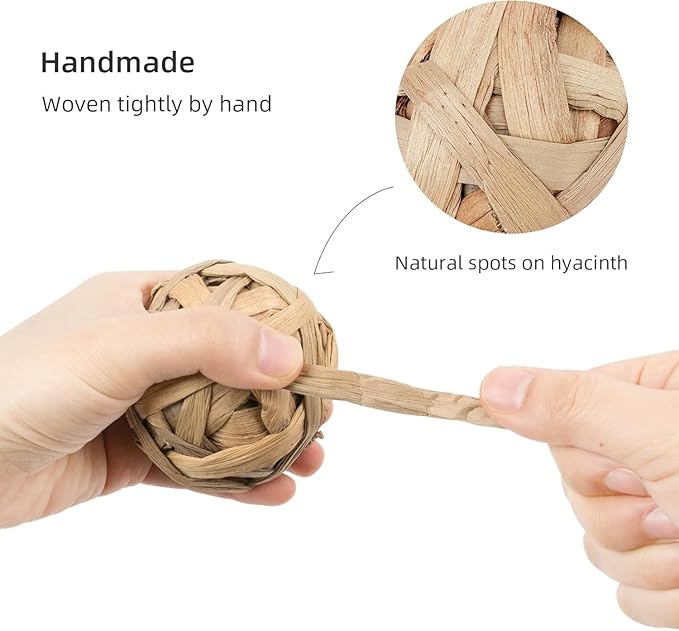 Natural Bunny Chew Toys Funny Safe Hay Grass Ball for Chinchilla Guinea Pig Rats Rabbits Hamster Gerbil Degu (8PC)