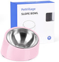Tilted Dog Bowl Non-Slip & Non-Spill Pet Feeder with Elevated Detachable Melamine Stand, Easy to Get Food Dog Dish, M/180ml Pink
