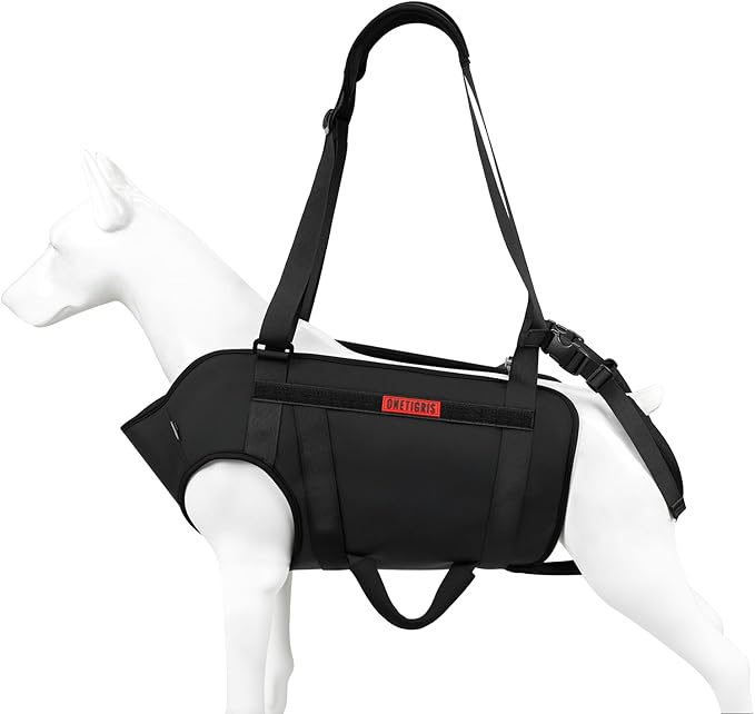 OneTigris Full Body Dog Carry Sling for Large Dogs, Dog Lift Harness Backpack Carrier with Handles, for Senior Dogs, Joint Injuries, Up and Down Stairs (Black, M)