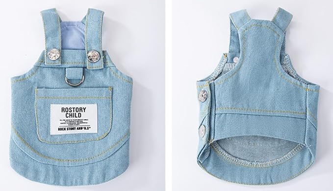 Dog Clothes Denim Dog Dresses for Small Dogs Harness Dress Puppy Clothes with Leash Ring Dog Costume with Pocket Summer Cat Apparel Dog Clothes Cat Shirts Small Dog Dresses Female Light Blue X-Small