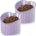 Mumufy 2 Pcs Ceramic Elevated Cat Bowls Tilted Elevated Raised Pet Bowls Anti Vomit Cat Dish for Indoor Stress Free Water Dish Feeder for Puppies, Heart Shaped (Purple)