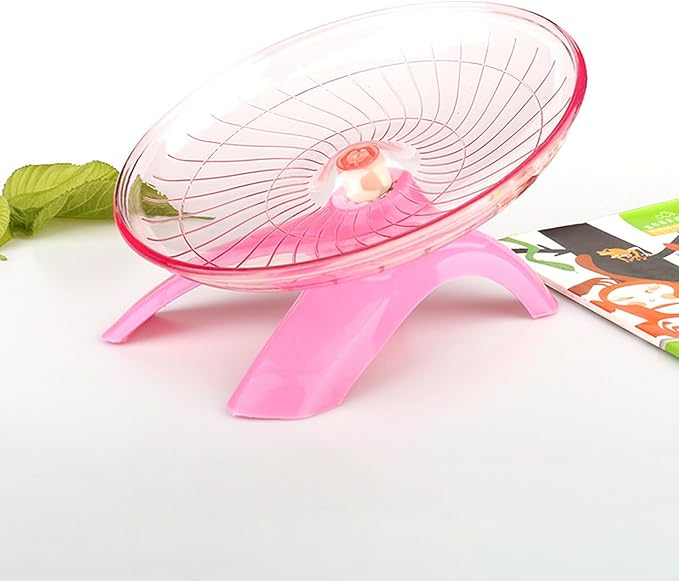Hamster Flying Saucer Silent Running Wheel, 7 Inch, Suitable for Guinea Pigs, Hamsters, Hedgehogs and Other Small Animals to Ensure Safe Exercise (Pink)