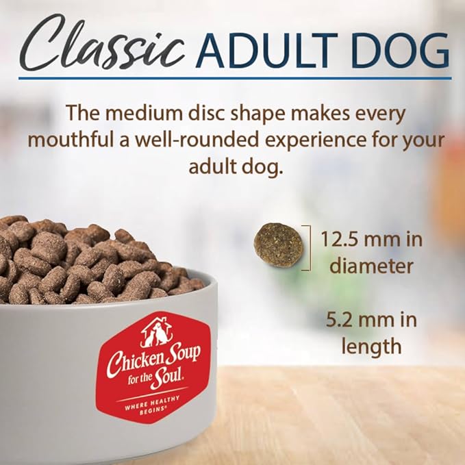 Chicken Soup for the Soul All Natural Premium Adult Dry Dog Food, Real Meat First Ingredient, No By-Products, Supports Gut & Immune Health, Chicken, Turkey & Brown Rice, 13.5lb