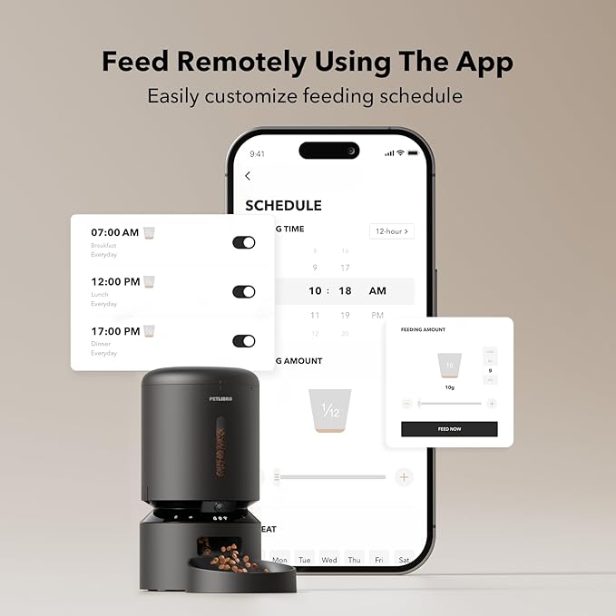 PETLIBRO Automatic Cat Feeder with Camera,1080P HD Video with Night Vision,5G WiFi Pet Feeder-with 2-Way Audio,Low Food & Blockage Sensor,Motion & Sound Alerts for Cat-& Dog Single Tray,(Pack of 4)