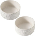 UBEE Ceramic Dog Bowl Set of 2, Dog Food Bowl Dish, Pet Food Water Dish Feeding for Small and Meidum Dogs and Large Cat, White, Paw + Bone Pattern, 6.1 in-Medium