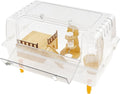 Hamster Cage Clear Luxurious Mice and Rat Habitat with Exercise Wheel, Dual Door Design, 3.54" H Leg Stand, Small Animal Cage for Hamsters, Guinea Pigs, Hedgehogs 23.6" Lx14.5 Wx12.6 H