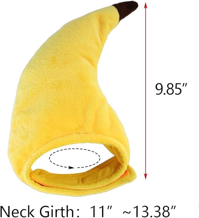 Vehomy Pet Halloween Banana Hat - Soft, Lightweight Plush Material, Adjustable Size for Cats & Small Dogs, Yellow