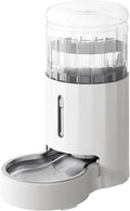 CZPET Dog Water Bowl Dispenser 4L, Wider Mouth & Upgraded Brush for Easy Cleaning Automatic Cat Gravity Refilling Waterer with Removable Stainless Steel Bowl, Large Drinking Area for Multi-Pet (White)